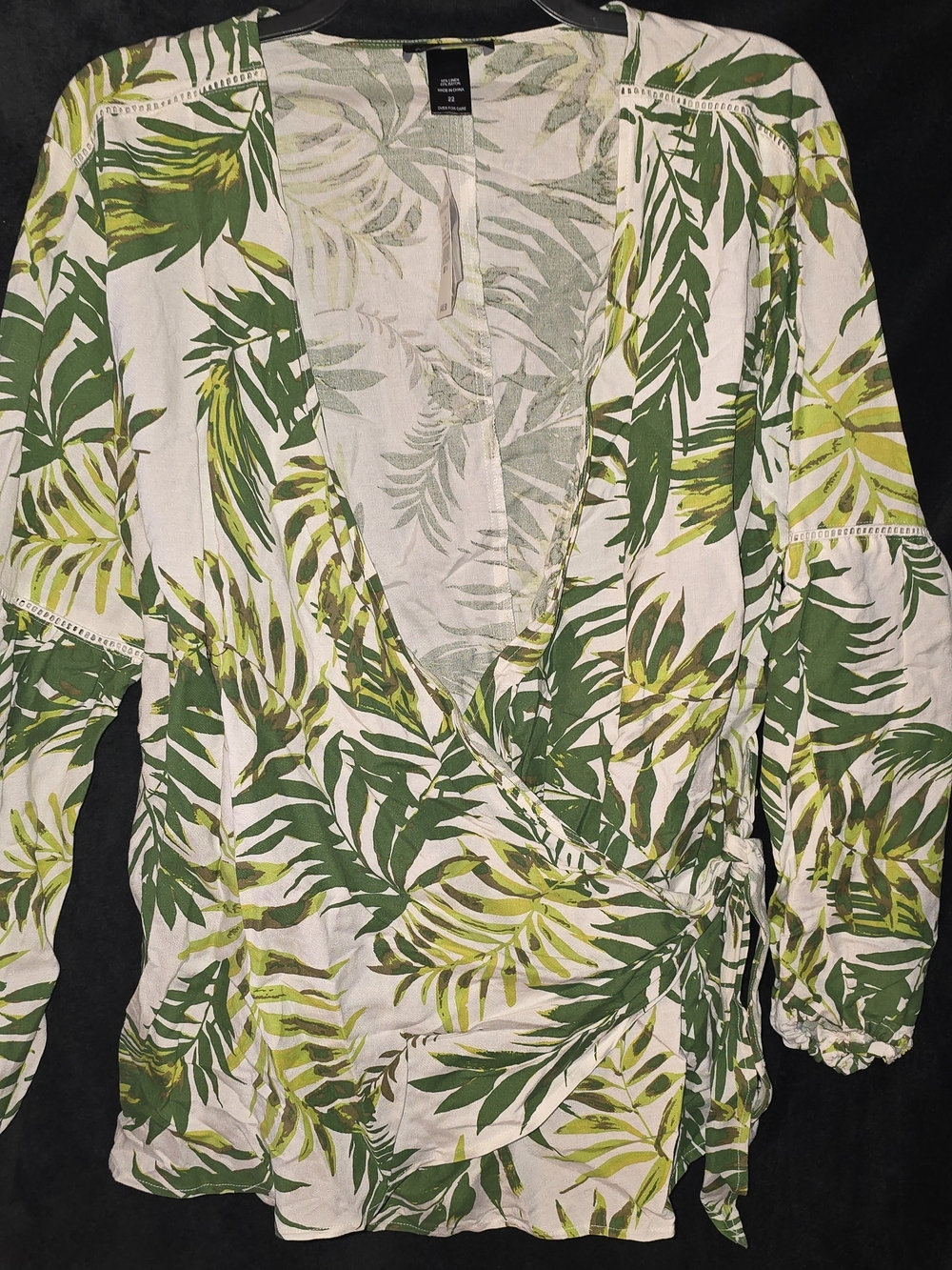 Ashley Stewart Palm Print Shirt in Green - Picture 3 of 5
